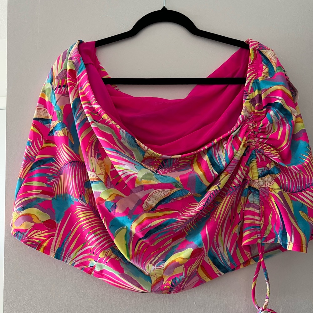 Torrid Pink Tropical Swim Skirt